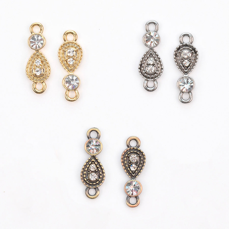 20x8mm Crystal Embellished Intricate Link/Connector in Antique Brass Plating from the Glam Collection (1 Pair)