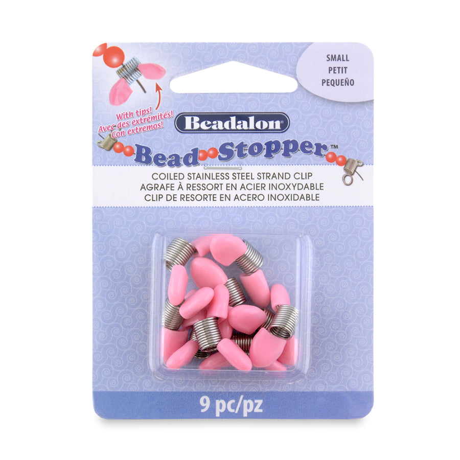 Bead Stoppers with Small Pink Tips - 9 Pack