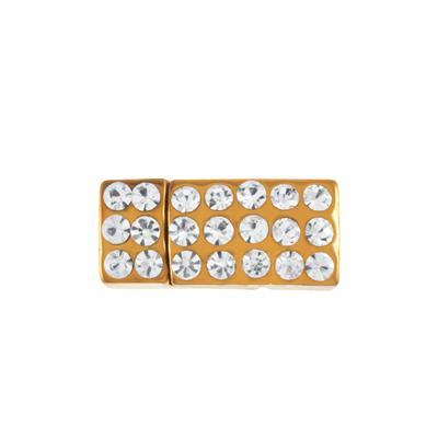 Gold Rhinestone Magnetic Clasp for 5mm Flat Leather - Goody Beads