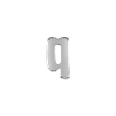 7mm Silver Rhodium Plated Lowercase Q - Alphabet Initial Beads - Goody Beads