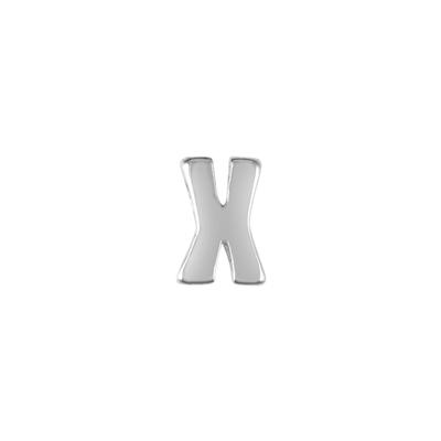 6mm Silver Rhodium Plated Lowercase X - Alphabet Initial Beads - Goody Beads