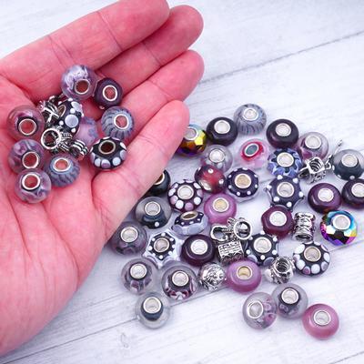 Royal Purple Large-Hole Bead Mix - 50 Pieces