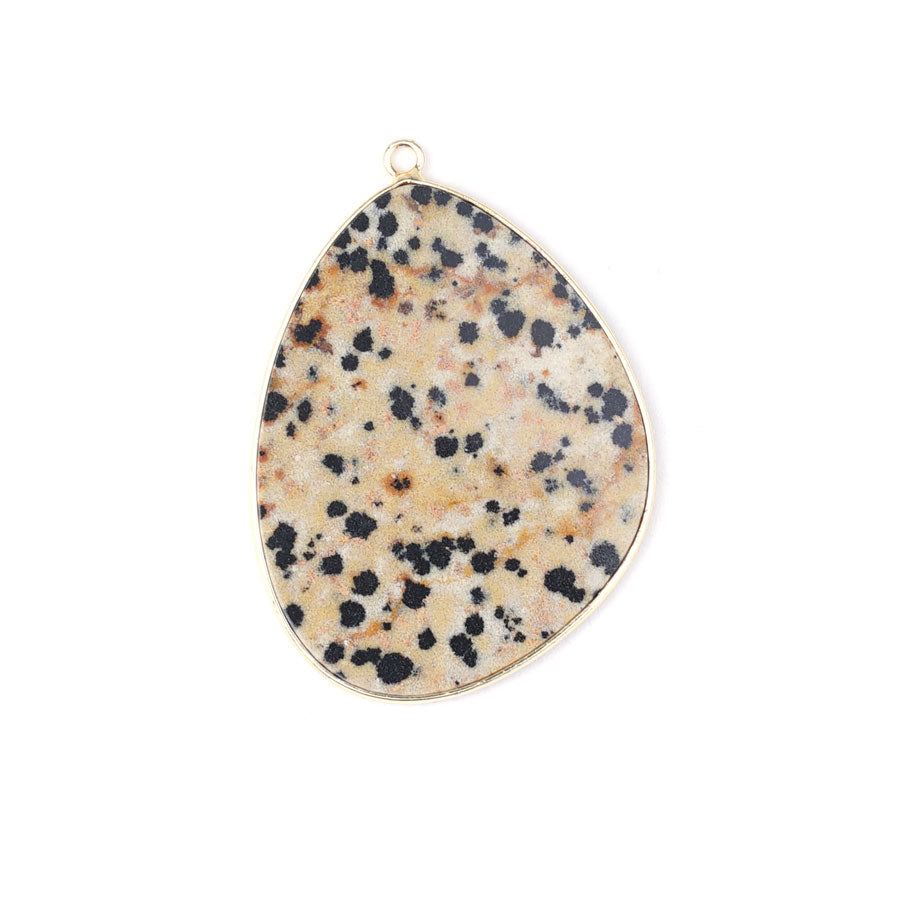 Dalmation Jasper 27x34mm Slice Gold Plated - Pendant - Goody Beads