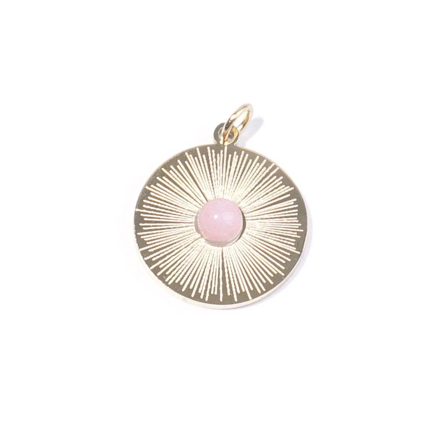 18mm Gold Plated Star Burst Charm with Rose Quartz - Goody Beads