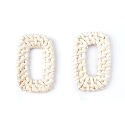Handmade Woven Rattan Straw Rectangular Pendant/Connector - Goody Beads