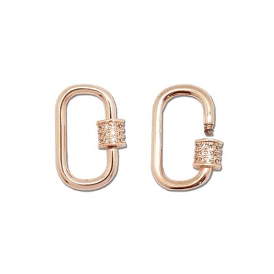 20mm Rose Gold Plated Jewelry Carabiner Rhinestone Lock Clasp or Pendant - Goody Beads