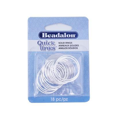 25mm Silver Plated Round Solid Quick Links Rings from Beadalon - Goody Beads