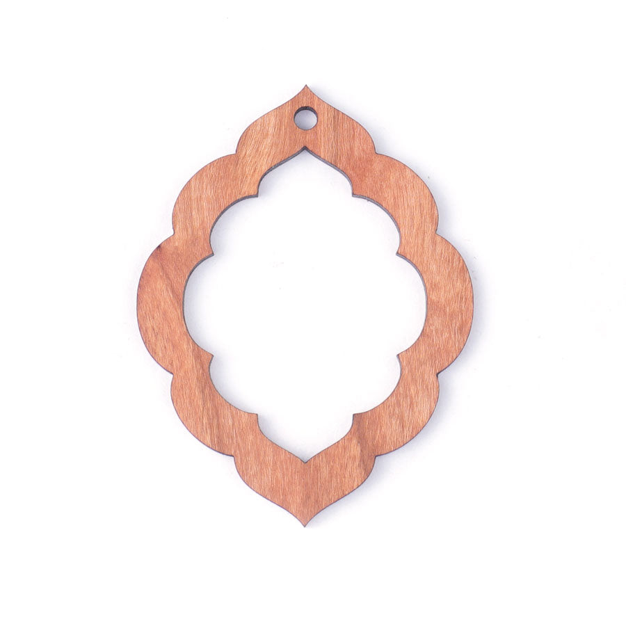 82x60mm Jumbo Oval Scallop Cutout Cherry Wood Pendant - Goody Beads