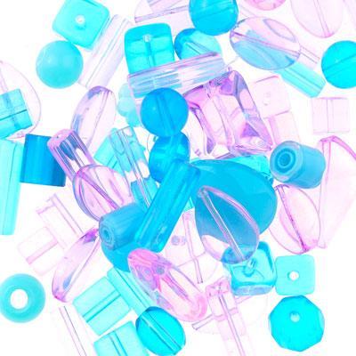 Pink and Blue Pressed Glass Bead Mix - Goody Beads