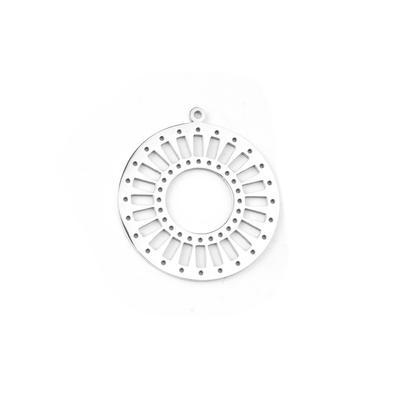 30mm Silver-Plated Stainless Steel Beadable Ring Pendant - Goody Beads
