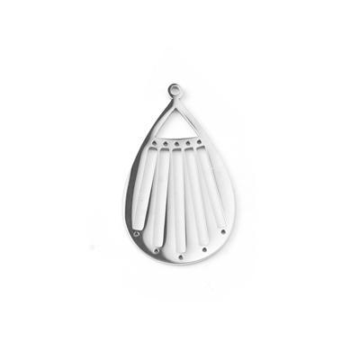37mm Silver-Plated Stainless Steel Beadable Teardrop Pendant - Goody Beads