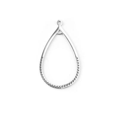 37mm Silver-Plated Stainless Steel Beadable Drop Pendant - Goody Beads