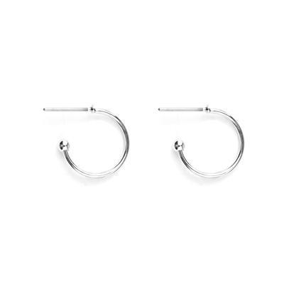 15mm Rhodium Plated Hoop Earrings with 3mm Ball - Goody Beads