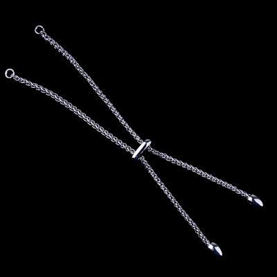 Rhodium Plated Adjustable Wheat Chain Bracelet Sliding Clasp - Goody Beads
