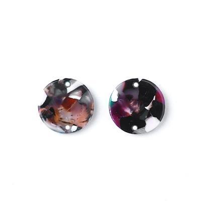 15mm Multi Color Acetate Two Hole Coin Connector - Goody Beads