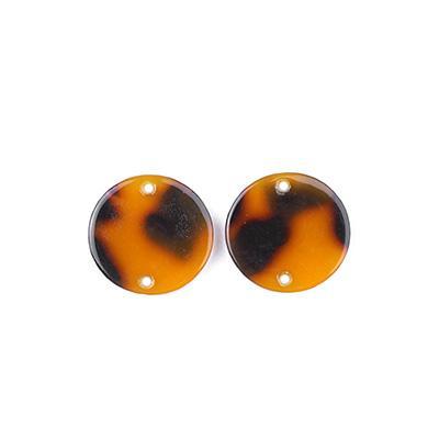 15mm Tortoise Shell Acetate Two Hole Coin Connector - Goody Beads