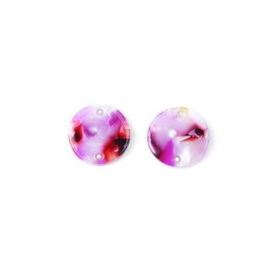 15mm Hot Pink Acetate Two Hole Coin Connector - Goody Beads