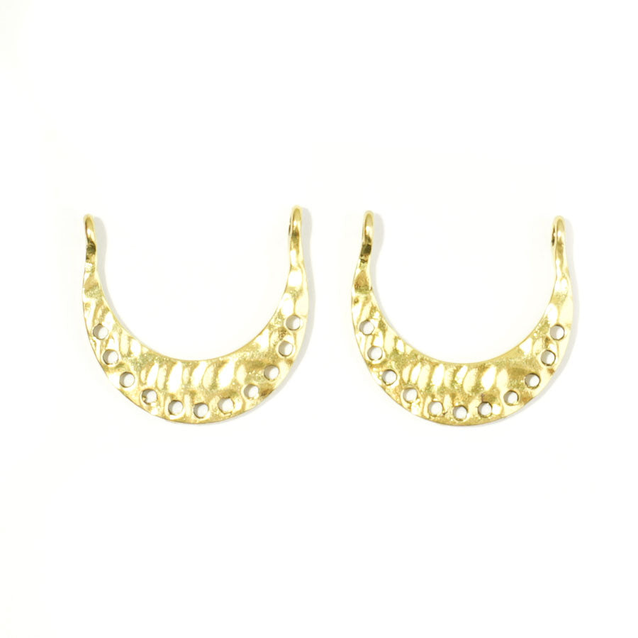 24mm Gold Plated U-Shaped Hammered Metal Component - 1 Pair - Goody Beads