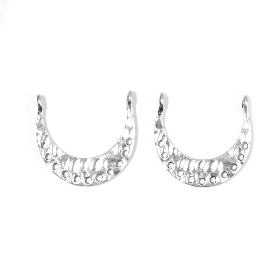 24mm Rhodium Plated U-Shaped Hammered Metal Component - 1 Pair - Goody Beads