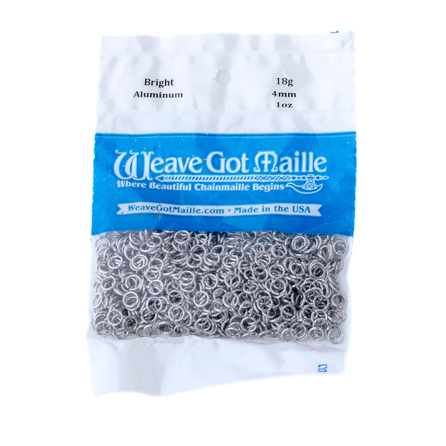 18 Gauge Bright Aluminum Jump Rings by Weave Got Maille 4mm GoodyBeads