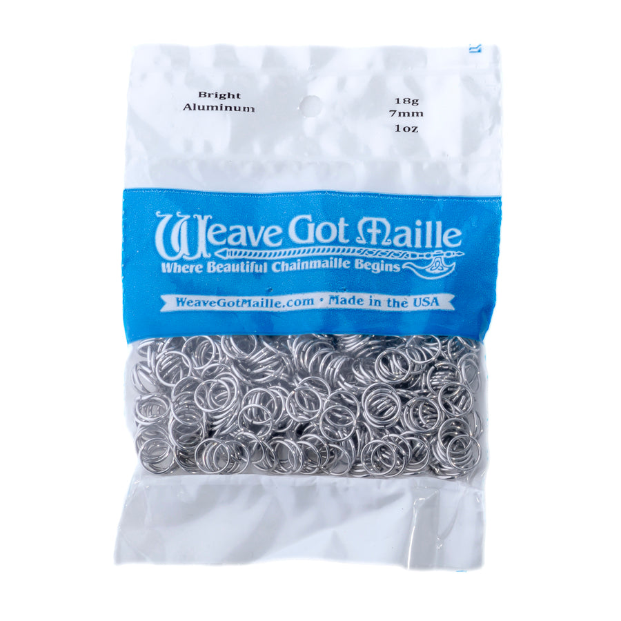 18 Gauge Bright Aluminum Jump Rings by Weave Got Maille 7mm GoodyBeads