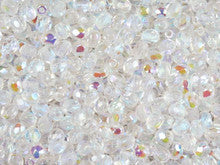 3mm Crystal AB Czech Glass Fire Polish Beads