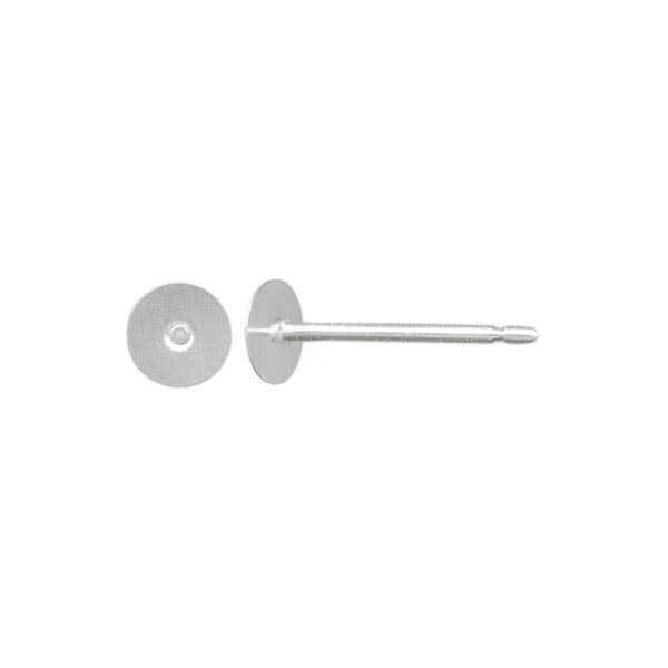 Sterling Silver Earring Post Findings, 4mm Flat Pad (1 Pair)