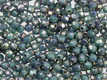 2mm Turquoise Bronze Picasso Faceted Czech Fire Polish Beads