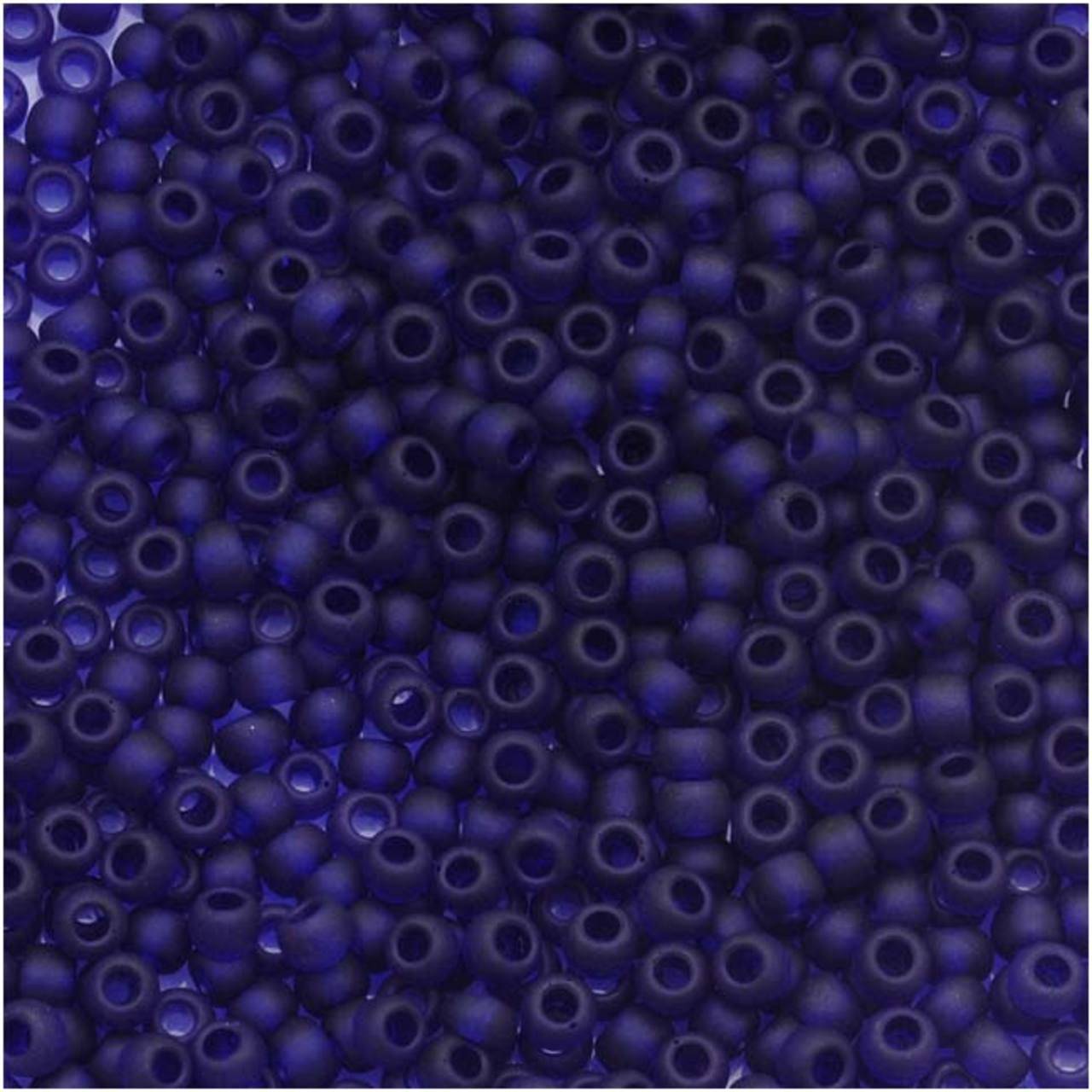 TOHO Bead Round 11/0 Frosted Transparent Dark Sapphire, 2.5-Inch Tube