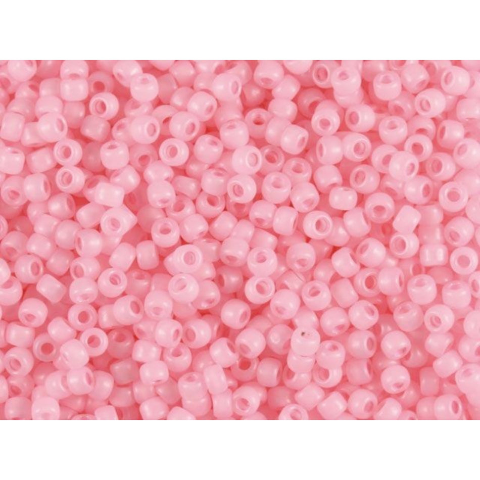 TOHO Bead Round 11/0 Frosted Ceylon Baby Pink, 2.5-Inch Tube