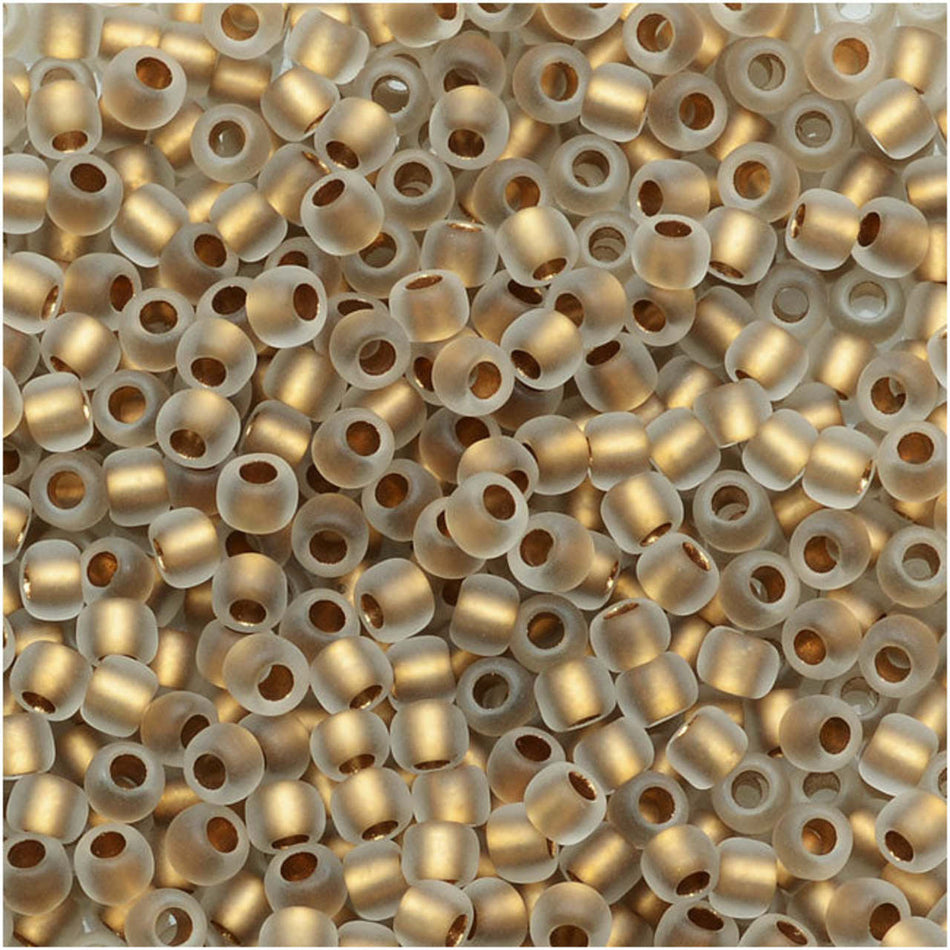 TOHO 11/0 Round Seed Bead 24K Gold-Lined Frosted Crystal, 2.5-Inch Tube