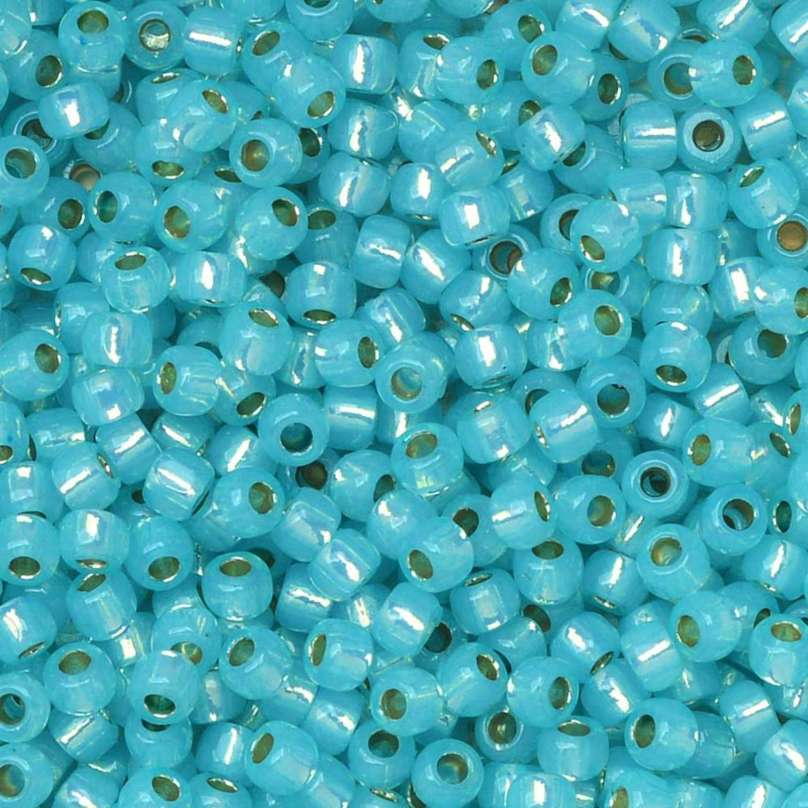 TOHO Round Bead 11/0 PermaFinish Silver-Lined Milky Aqua 2.5-Inch Tube