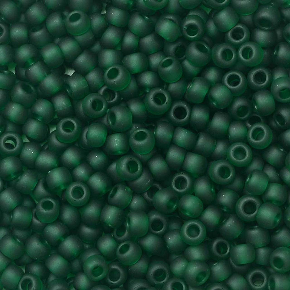 TOHO Bead Round 11/0 Transparent Frosted Green Emerald, 2.5-Inch Tube