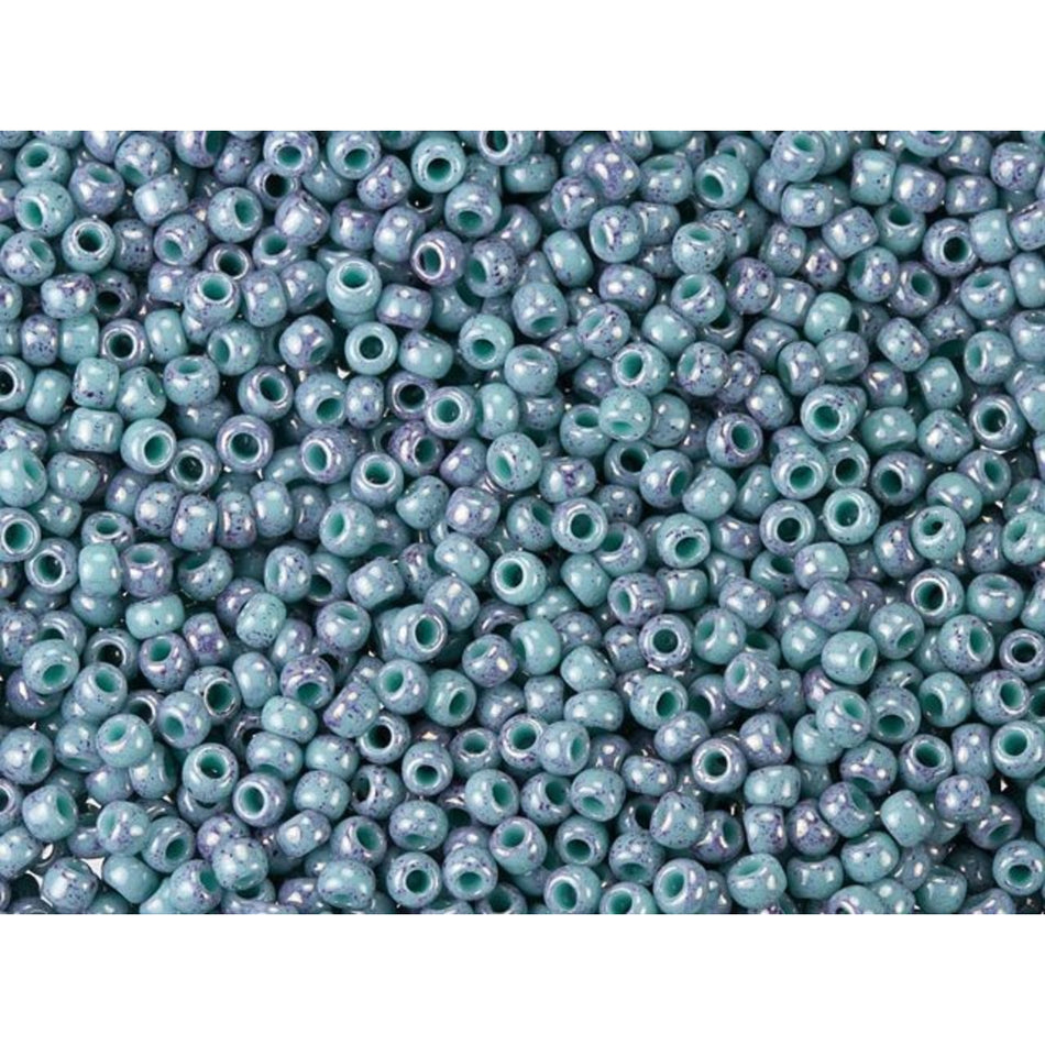 TOHO Bead Round 11/0 Opaque Turquoise and Amethyst Marbled, 2.5-Inch Tube