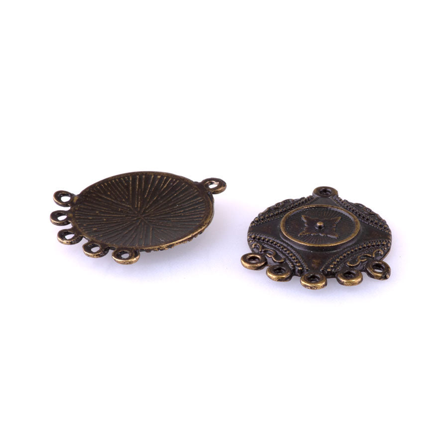 31mm Intricate Design Round Connector from the Global Collection - Brass Plated (1 Pair)