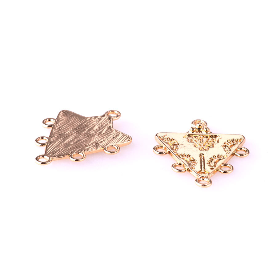 29x23mm Triangle Shape Southwest Style Connector from the Sierra Collection - Gold Plated (1 Pair)