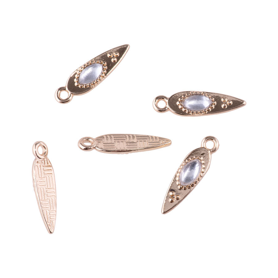 19mm Spike Charms with Oval Crystal Embellishments from the Glam Collection - Gold Plated (5 Pieces)