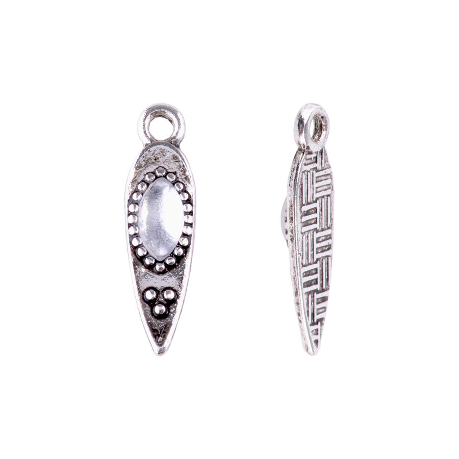 19mm Spike Charms with Oval Crystal Embellishments from the Glam Collection - Silver Plated (5 Pieces)