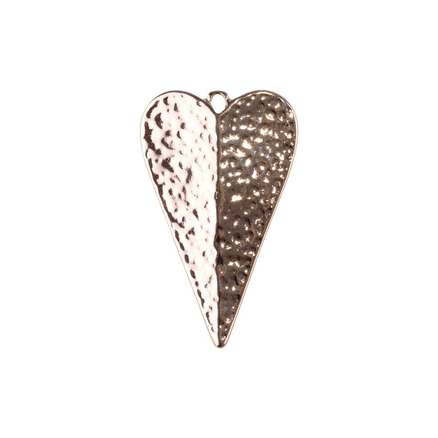 38mm Elongated Hammered Heart Pendant from the Sierra Collection - Gold Plated (1 Pair)