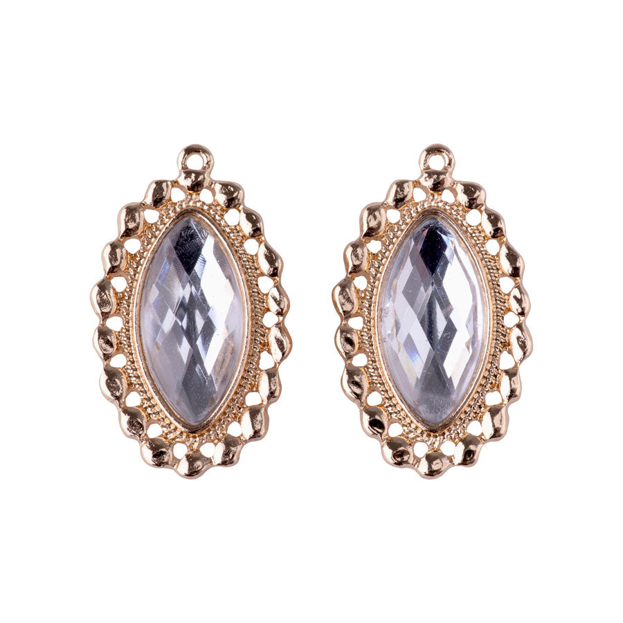 30mm Marquise Shape Pendant with Large Crystal Feature from the Glam Collection - Gold Plated (1 Pair)