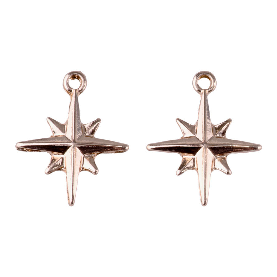 20mm North Star Charms from the Global Collection - Gold Plated (1 Pair)