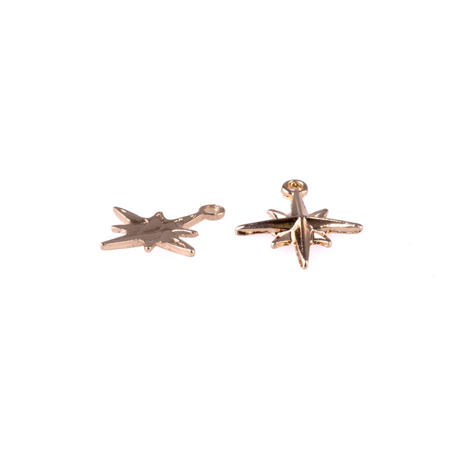 20mm North Star Charms from the Global Collection - Gold Plated (1 Pair)