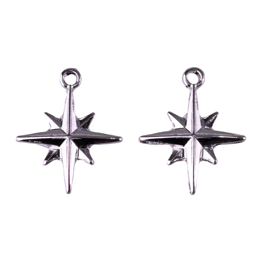 20mm North Star Charms from the Global Collection - Silver Plated (2 Pieces)