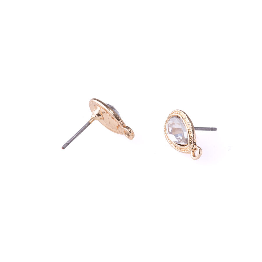 14mm Tear Drop Post Earrings with Crystal Embellishment from the Glam Collection - Gold Plated (1 Pair)