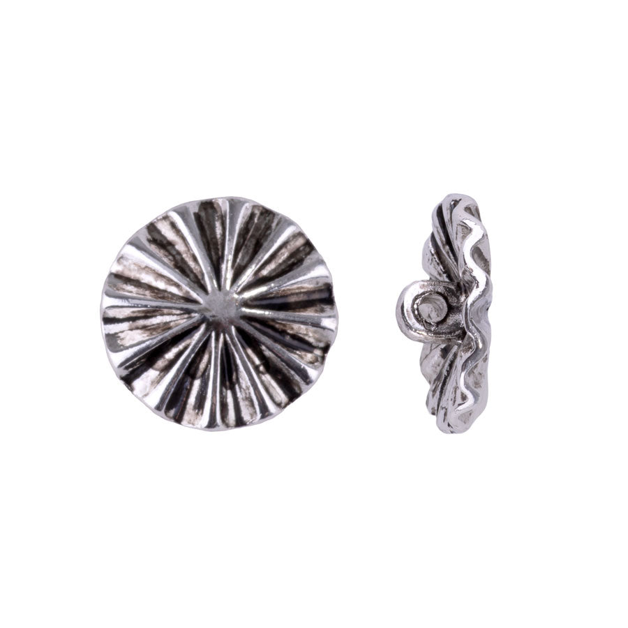 17mm Radial Design Shank Button from the Global Collection - Silver Plated