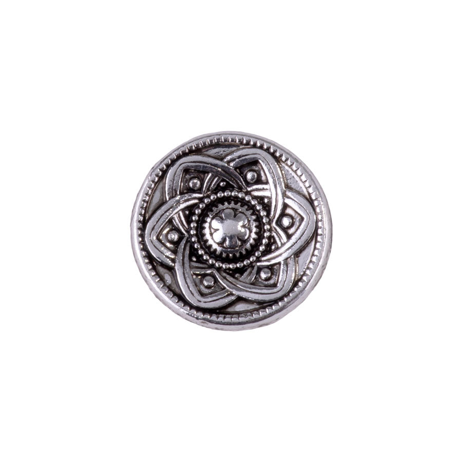 15mm Mandala Design Shank Button from the Global Collection - Silver Plated