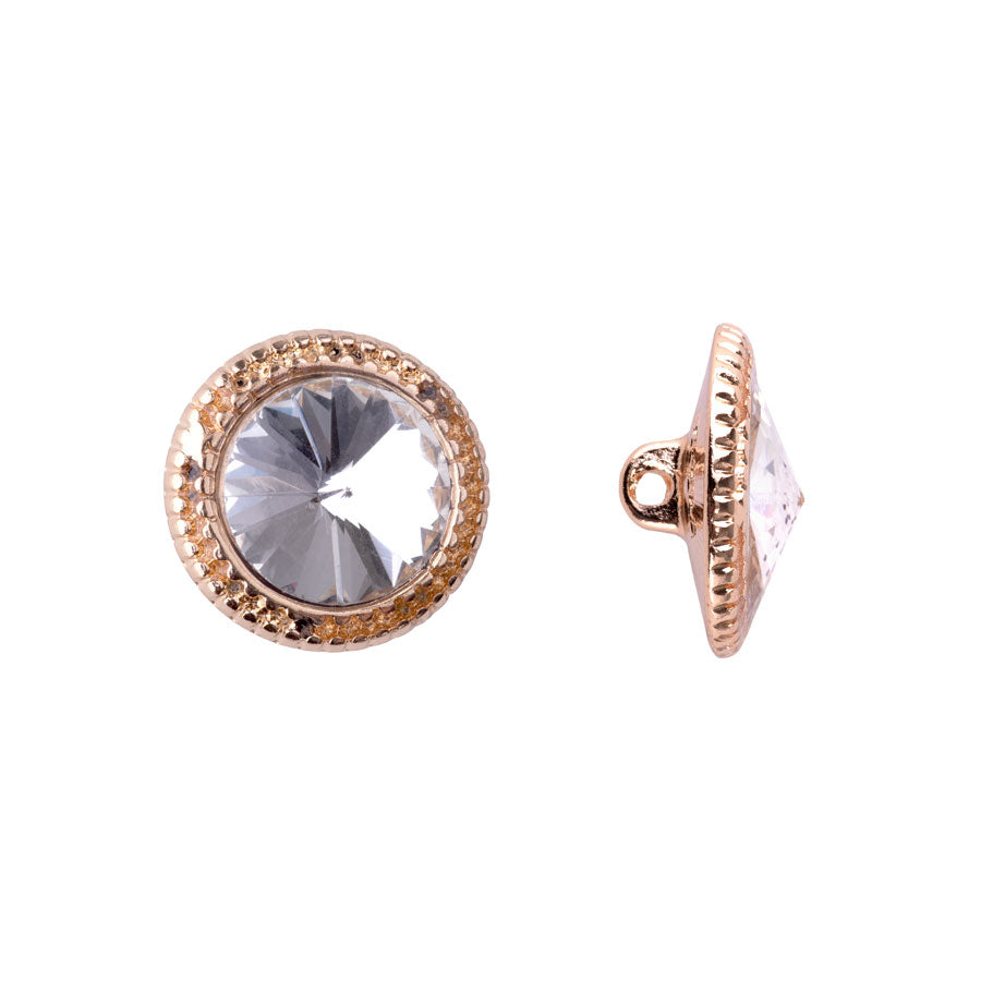 17mm Crystal Embellished Shank Button from the Glam Collection - Gold Plated