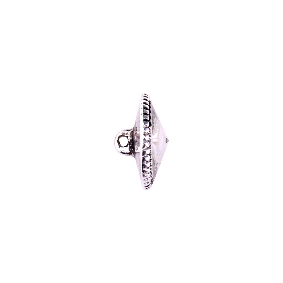 17mm Crystal Embellished Shank Button from the Glam Collection - Rhodium Plated
