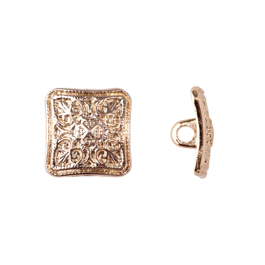13mm Square Shank Button from the Sierra Collaction - Gold Plated
