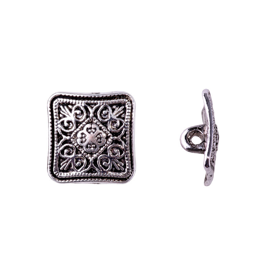 13mm Square Shank Button from the Sierra Collaction - Silver Plated